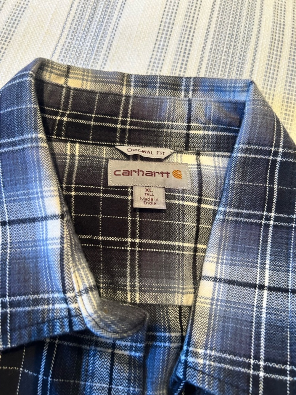 Carhartt Men's Black & Blue Plaid Work Shirt